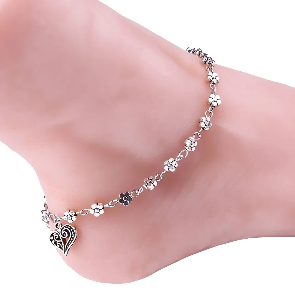 

Original anklet Women Silver Bead Chain Anklet Ankle Bracelet Barefoot Sandal Beach Foot prata 925 Hot Sale Dropshipping