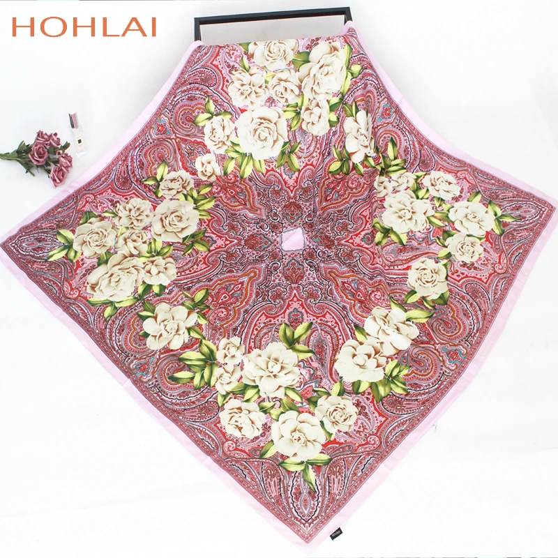 Pink Scarf Women Foulard Hijab Luxury Brand Scarves Floral Rose Headscarf 110cm*110cm Square Neckerchief New Office Lady Shawl
Pink Scarf Women Foulard Hijab Luxury Brand Scarves Floral Rose Headscarf 110cm*110cm Square Neckerchief New Office Lady Shawl