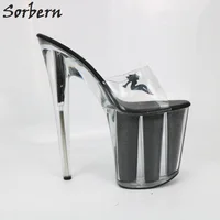 Sorbern Clear Pvc Women Slippers Outdoor Slides Ladies 20Cm Extrem High Heels Transparent Heel Platforms Open Toe Plastic Slides