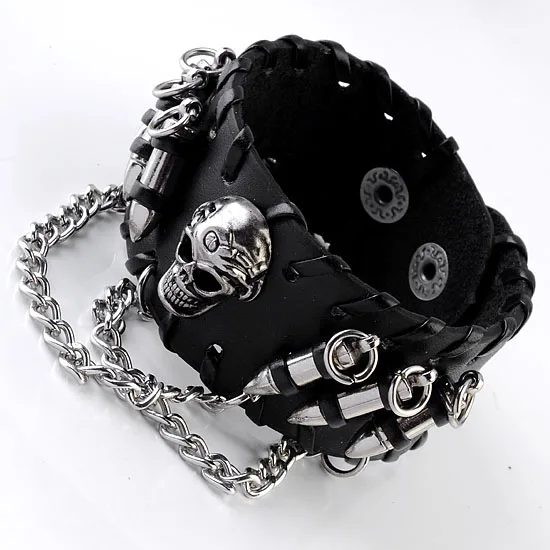 Ayliss Men's Black PU Leather Bullet Wristband Adjustable Skull Metal Chain Bracelet Punk Biker Rock Gothic 1pc Cool Bracelet
Ayliss Men's Black PU Leather Bullet Wristband Adjustable Skull Metal Chain Bracelet Punk Biker Rock Gothic 1pc Cool Bracelet