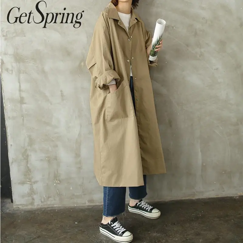GETSPRING Women Coat Women Trench Coats Turn-down Collar Khaki Cotton Oversize Trench Coats Solid Plus Size Long Trench 2019 New
GETSPRING Women Coat Women Trench Coats Turn-down Collar Khaki Cotton Oversize Trench Coats Solid Plus Size Long Trench 2019 New