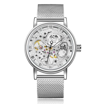 SEWOR Men's Watch Gold Full Mash Stainless Steel Transparent Mechanical Watch Skeleton Steampunk Clock Men Relogio Masculino New
SEWOR Men's Watch Gold Full Mash Stainless Steel Transparent Mechanical Watch Skeleton Steampunk Clock Men Relogio Masculino New
