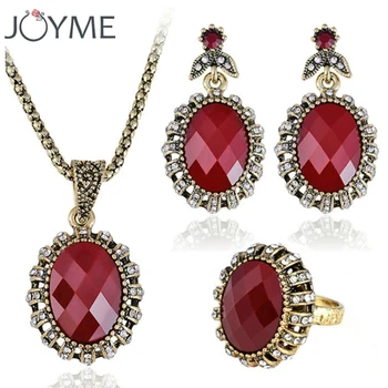 3PCS Vintage Wedding Turkey Jewelry Sets For Women Tibetan Retro Gold-Color Red Resin Stone Necklace Ring Earrings Set Bijoux
3PCS Vintage Wedding Turkey Jewelry Sets For Women Tibetan Retro Gold-Color Red Resin Stone Necklace Ring Earrings Set Bijoux