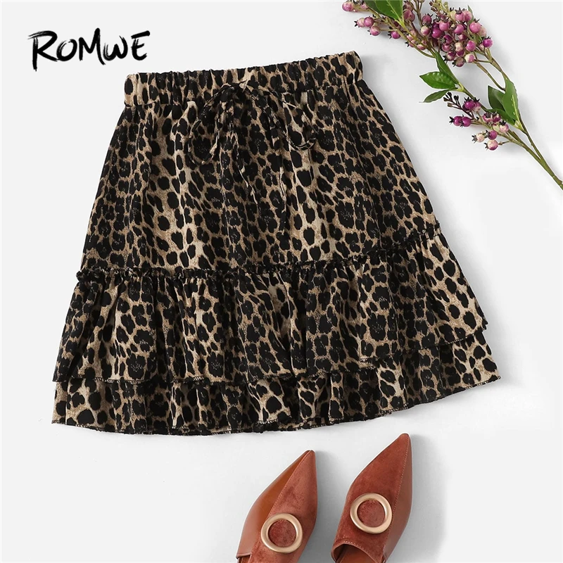 ROMWE Drawstring Waist Layered Leopard Skirt 2019 Sexy Mid Waist Ruffle Hem Mini Skirt Summer A Line Women Shift Skirts
ROMWE Drawstring Waist Layered Leopard Skirt 2019 Sexy Mid Waist Ruffle Hem Mini Skirt Summer A Line Women Shift Skirts