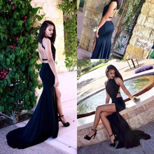 High Neck Mermaid Prom Dresses Black Cutaway Sides Backless Bridesmaid Dress Side Split Sexy Long Dresses For Formal Party
High Neck Mermaid Prom Dresses Black Cutaway Sides Backless Bridesmaid Dress Side Split Sexy Long Dresses For Formal Party