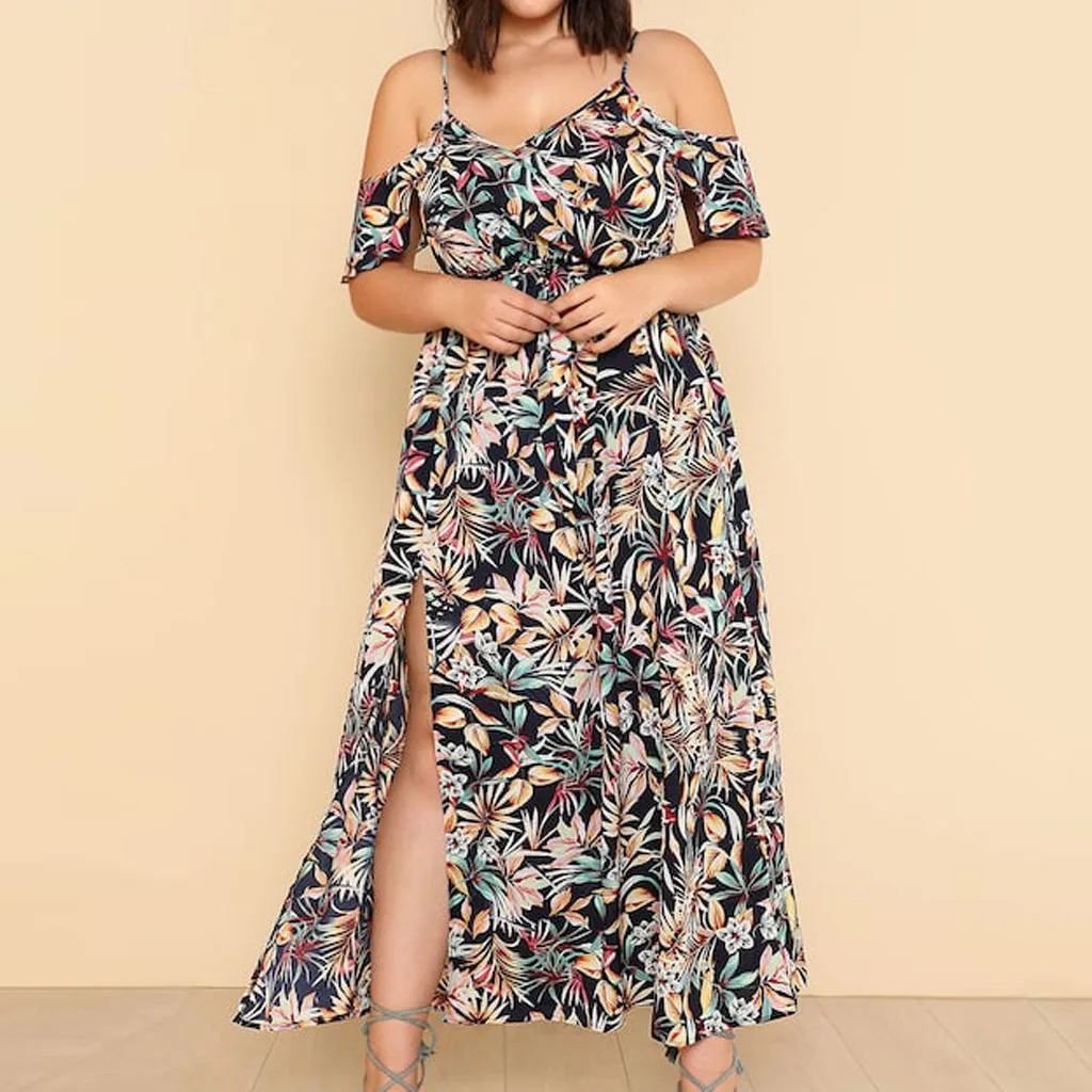 2019 Women Summer sundress Boho Style Floral Print Beach Dress Plus Size Cold Should long maxi Dress Slit loose vestido 5XL
2019 Women Summer sundress Boho Style Floral Print Beach Dress Plus Size Cold Should long maxi Dress Slit loose vestido 5XL
