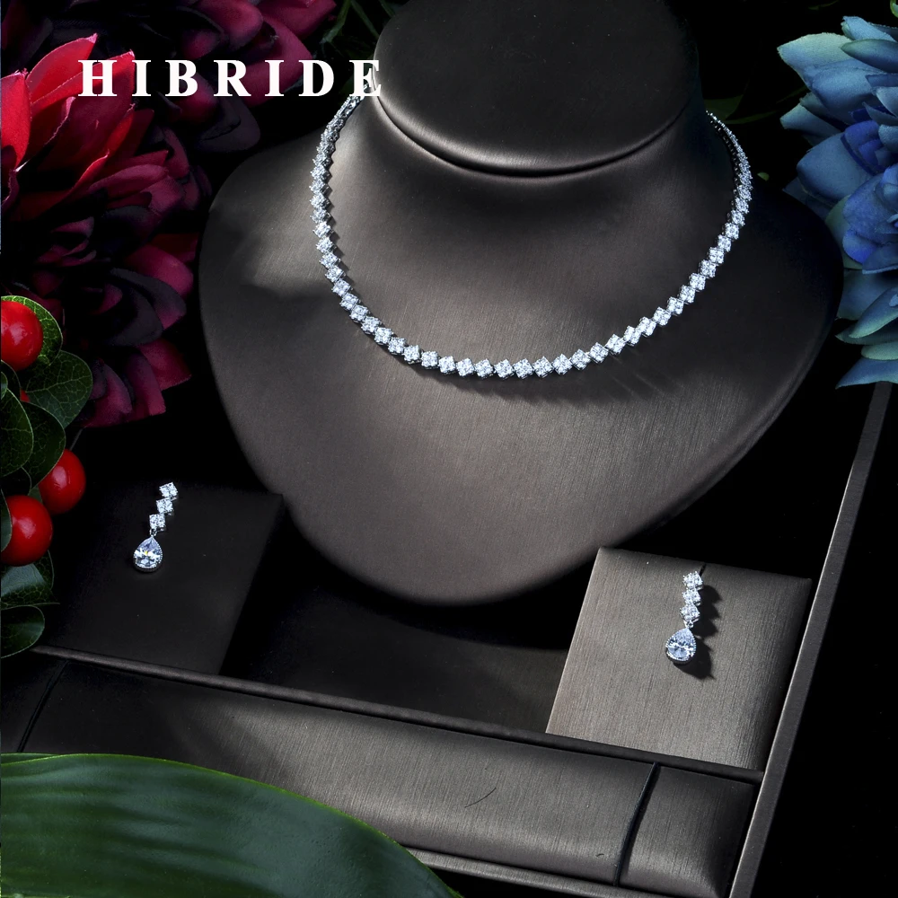 HIBRIDE Stunning Big Carat Round CZ Crystal Necklace and Earrings Luxury Bridal Party Jewelry Set For Wedding Evening N-288
HIBRIDE Stunning Big Carat Round CZ Crystal Necklace and Earrings Luxury Bridal Party Jewelry Set For Wedding Evening N-288