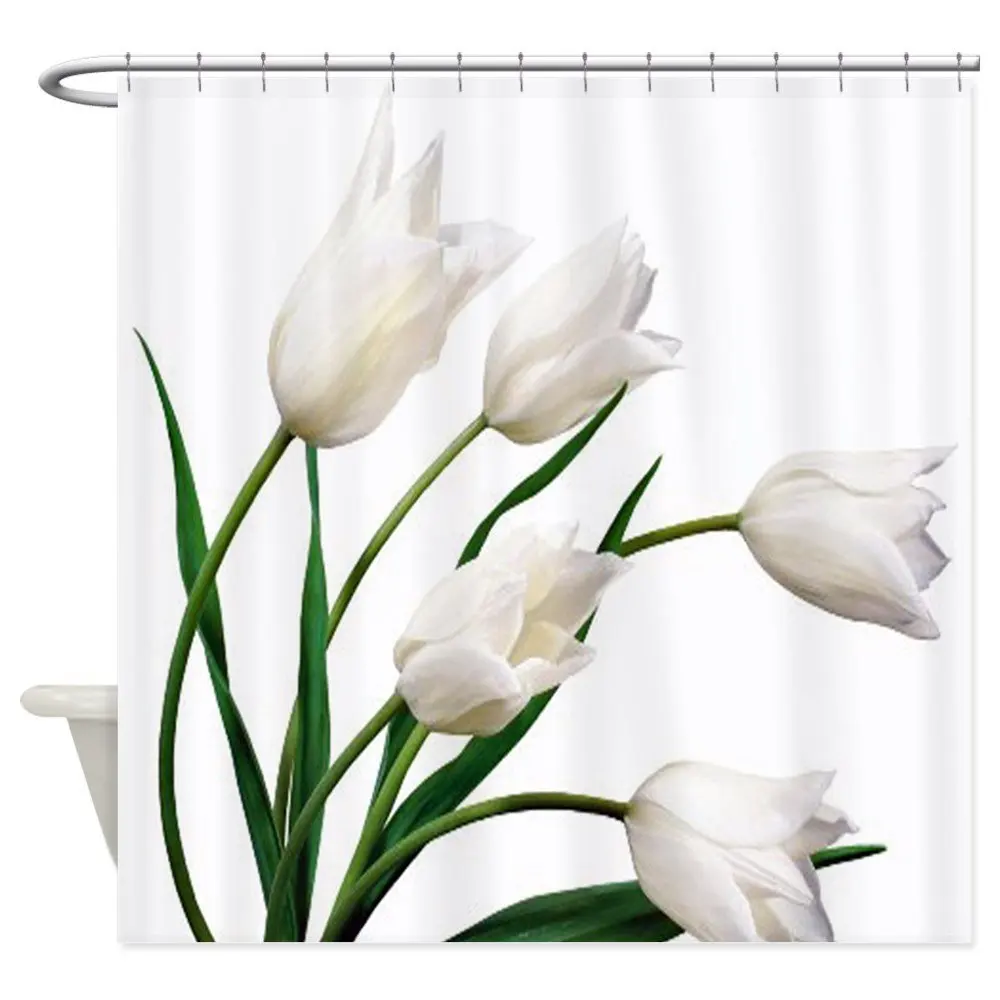 White Tulip Fabric Polyester Waterproof Shower Curtains Bathroom Curtains Decoration
White Tulip Fabric Polyester Waterproof Shower Curtains Bathroom Curtains Decoration