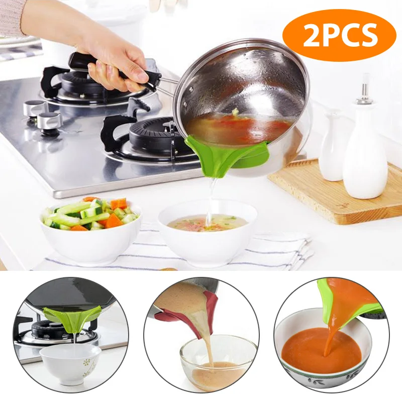 Silicone Soup Funnel Kitchen Gadget, Anti-spill Edge Water Deflector Cookware Tool
Silicone Soup Funnel Kitchen Gadget, Anti-spill Edge Water Deflector Cookware Tool