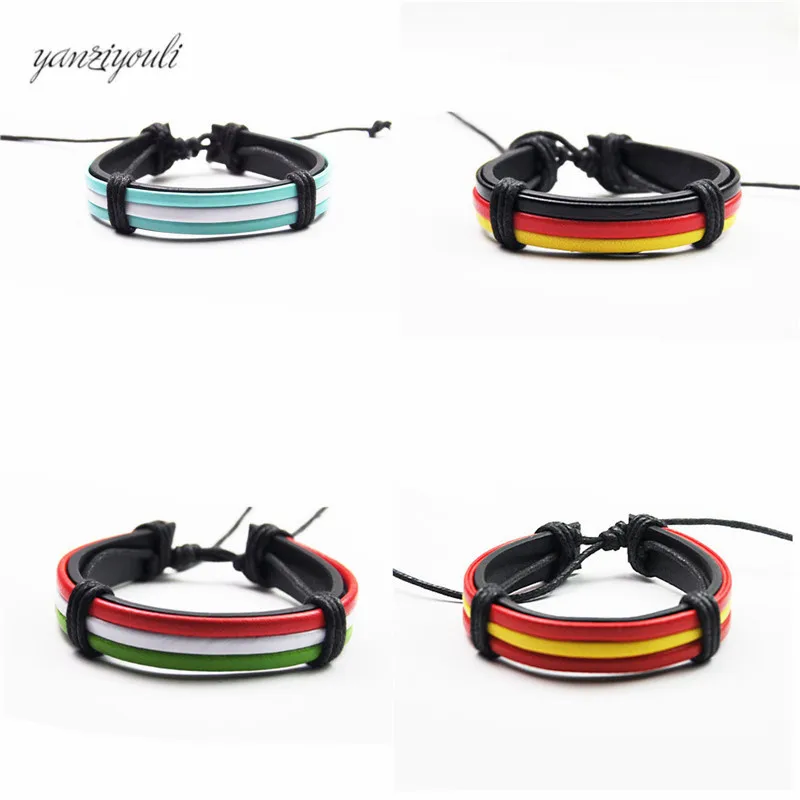 Fashion National Spain Italy USA Germany Flag ID Leather Bracelet Trendy Braided Surfer Charm Sport Bracelets For Men Women Boys
Fashion National Spain Italy USA Germany Flag ID Leather Bracelet Trendy Braided Surfer Charm Sport Bracelets For Men Women Boys