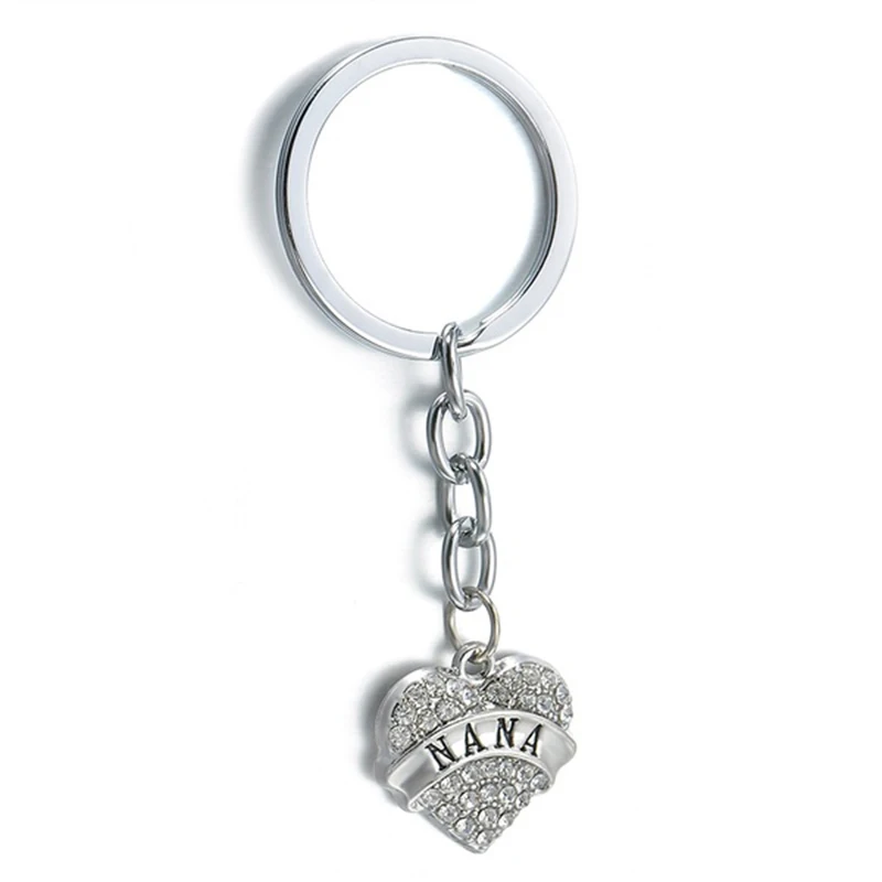 Фото Fashion Lovely Crystal Rhinestone Letter &quotNANA" Heart Pendant Key Ring Chain (Size: 5 cm Color: Silver) | Украшения и
