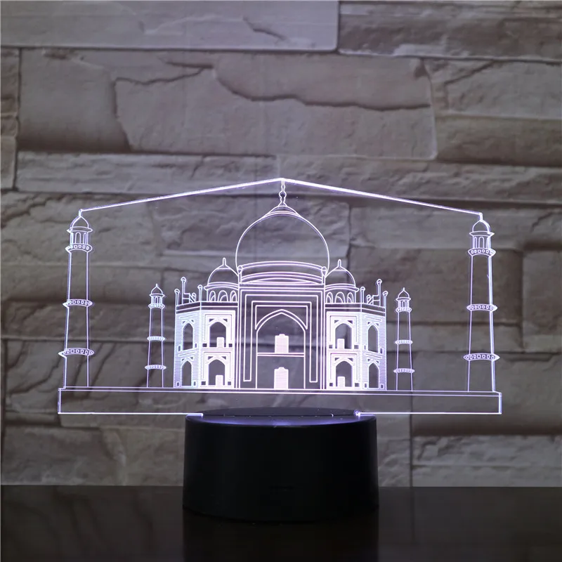 

India Taj Mahal Usb 3d Led Night Light veilleuse Lamp Decoration RGB Kids Baby Gift Famous Buildings Table Lamp Bedside neon