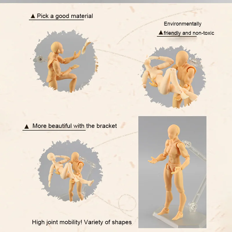Artist Movable Male Female Joint Figure Body Models Mannequin 13cm Action Model