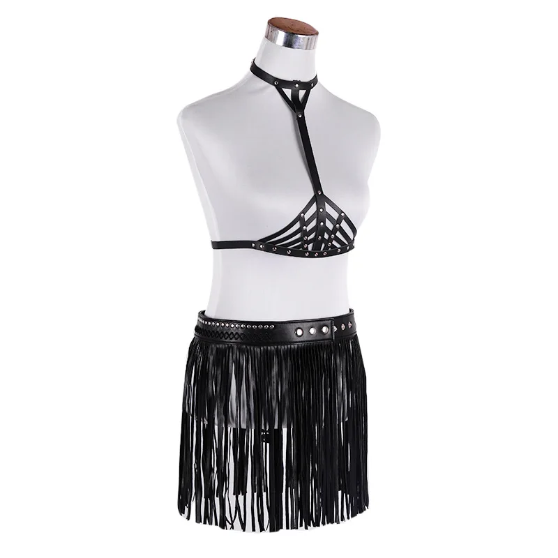 Punk Gothic Harajuku Black Sexy Long Fringe Belt Black Designer Studded Double Pin Buckle Belt Women's One Piece Skirt
Punk Gothic Harajuku Black Sexy Long Fringe Belt Black Designer Studded Double Pin Buckle Belt Women's One Piece Skirt