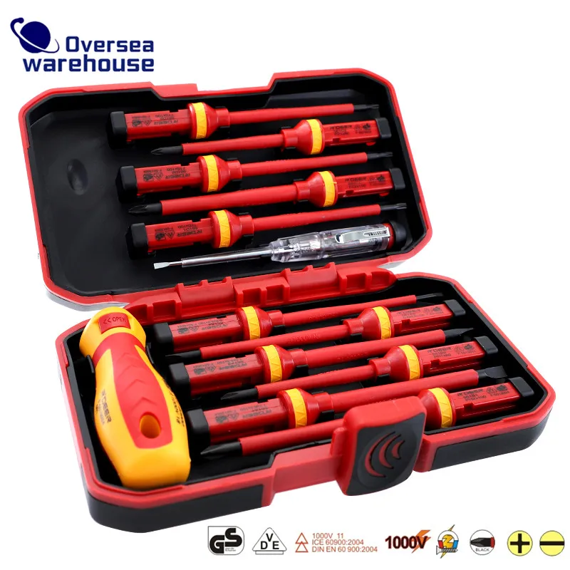 1000V Insulated Screwdriver Set CR-V Slotted Phillips Magnetic Bits Electrician Tools Kit With Box
1000V Insulated Screwdriver Set CR-V Slotted Phillips Magnetic Bits Electrician Tools Kit With Box