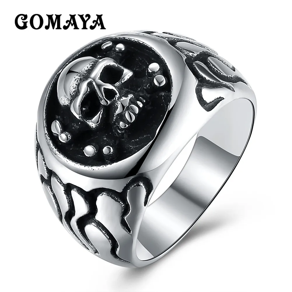 GOMAYA Masculino Punk Vintage Trend Men's Ring Gothic Men's Skull Biker Ring Man fashion Free Shipping Bague Titanium
GOMAYA Masculino Punk Vintage Trend Men's Ring Gothic Men's Skull Biker Ring Man fashion Free Shipping Bague Titanium