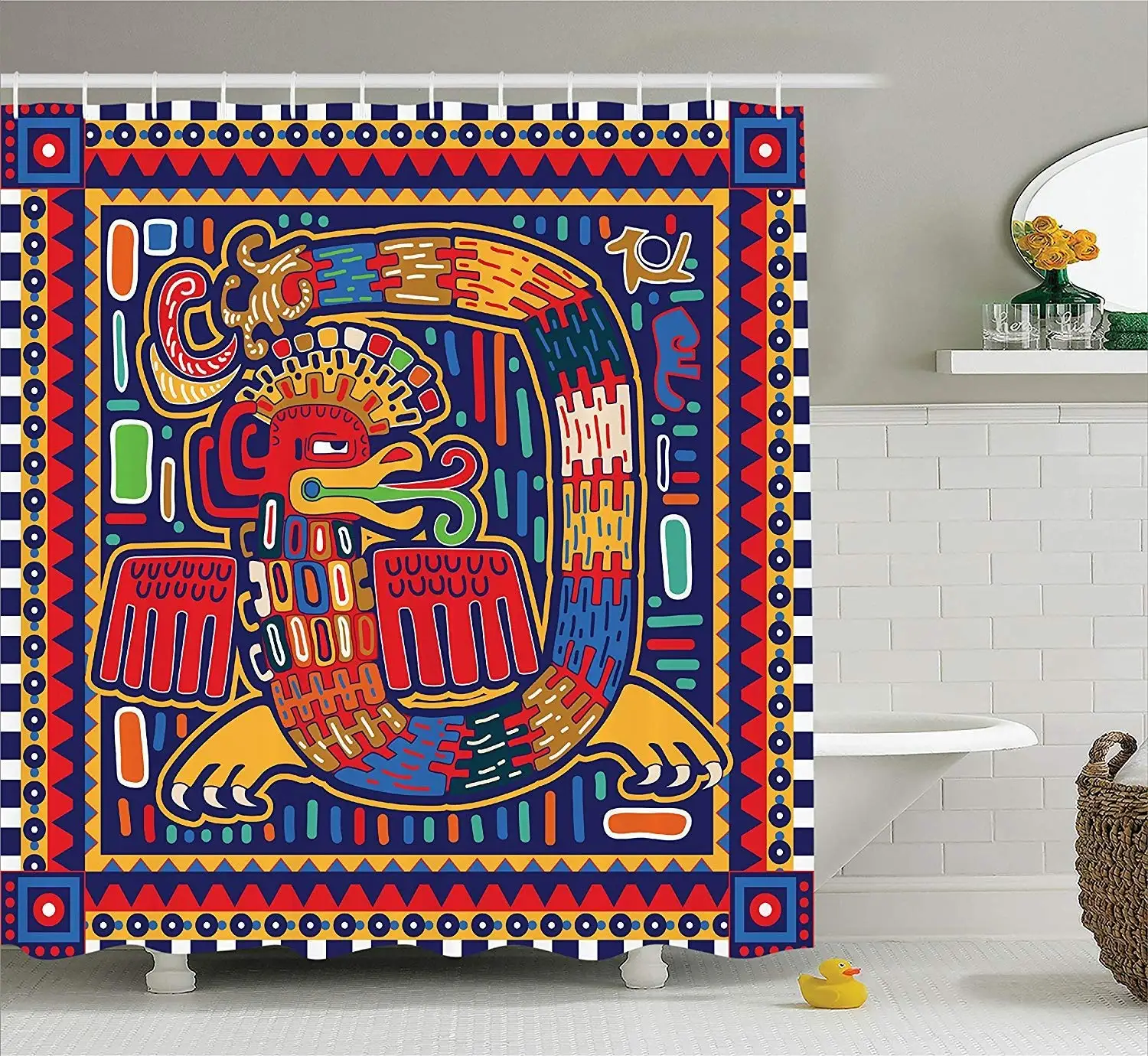 Mexican Decorations Collection Aztec Pattern Ethnic Colorful Ornamental Mythology Ancient History Snake Image Polyester Fabric
Mexican Decorations Collection Aztec Pattern Ethnic Colorful Ornamental Mythology Ancient History Snake Image Polyester Fabric