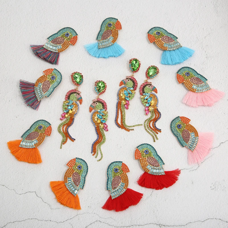 Big statement earrings colorful summer crystal Bird Parrot Earrings 2019 rhinestone Tassel earings Long Fringe handmade jewelry
Big statement earrings colorful summer crystal Bird Parrot Earrings 2019 rhinestone Tassel earings Long Fringe handmade jewelry