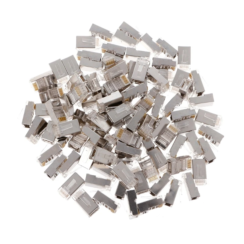 100Pcs Cat6 8-Pin RJ45 8P8C Shielded Stranded Crimp Modular Plug Connector Socket New Design
100Pcs Cat6 8-Pin RJ45 8P8C Shielded Stranded Crimp Modular Plug Connector Socket New Design
