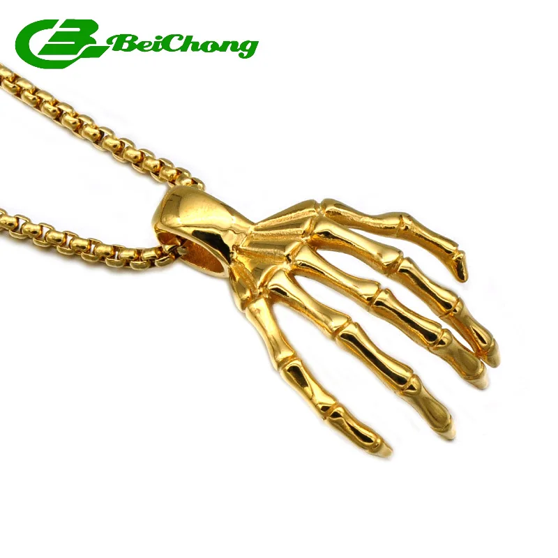 Beichong Skull Demon Gold Vintage Necklace Men Stainless Steel Skeleton Claw Hand Pendants & Necklaces Heavy Chain Choker
Beichong Skull Demon Gold Vintage Necklace Men Stainless Steel Skeleton Claw Hand Pendants & Necklaces Heavy Chain Choker