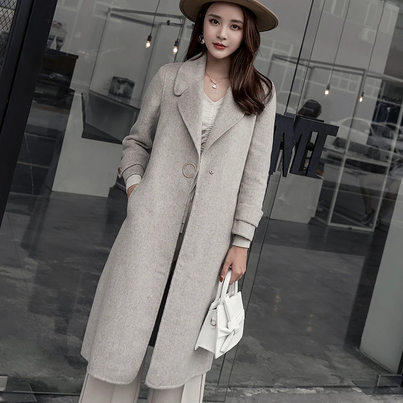 2019 Women's double-faced wool coat autumn and winter warm woolen coat twill C buckle fashion loose long casual
2019 Women's double-faced wool coat autumn and winter warm woolen coat twill C buckle fashion loose long casual