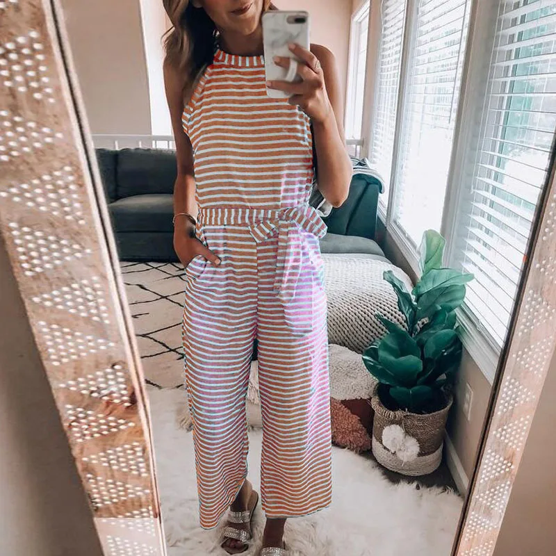 Womens Romper Jumpsuit Beach Summer Sleeveless Cropped Fashion Halter Neck Trousers Lace Up
Womens Romper Jumpsuit Beach Summer Sleeveless Cropped Fashion Halter Neck Trousers Lace Up