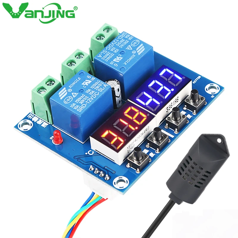 XH-M452 Digital Thermostat Hygrostat Temperature Humidity Controller Module DC12V LED Digital Display Dual Output
XH-M452 Digital Thermostat Hygrostat Temperature Humidity Controller Module DC12V LED Digital Display Dual Output
