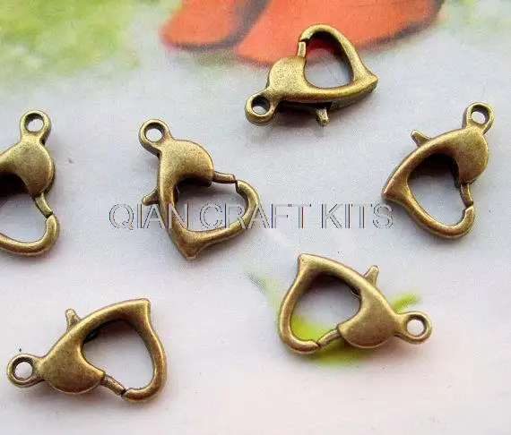 

30pcs antique bronze big zinc alloy Lobster Clasps 12mm bronze Heart Clasps Connectors(lead and Nickel Free)