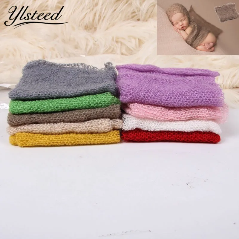 Фото Детские мохеровые одеяла для новорожденных эластичная пряжа пеленка реквизит