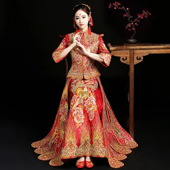 Chinese Bride Wedding Dresses Gown Lady Ancient Bling Qipao Phoenix Handmade Embroidery Rhinestone Cheongsam Tang Suit Clothing
Chinese Bride Wedding Dresses Gown Lady Ancient Bling Qipao Phoenix Handmade Embroidery Rhinestone Cheongsam Tang Suit Clothing