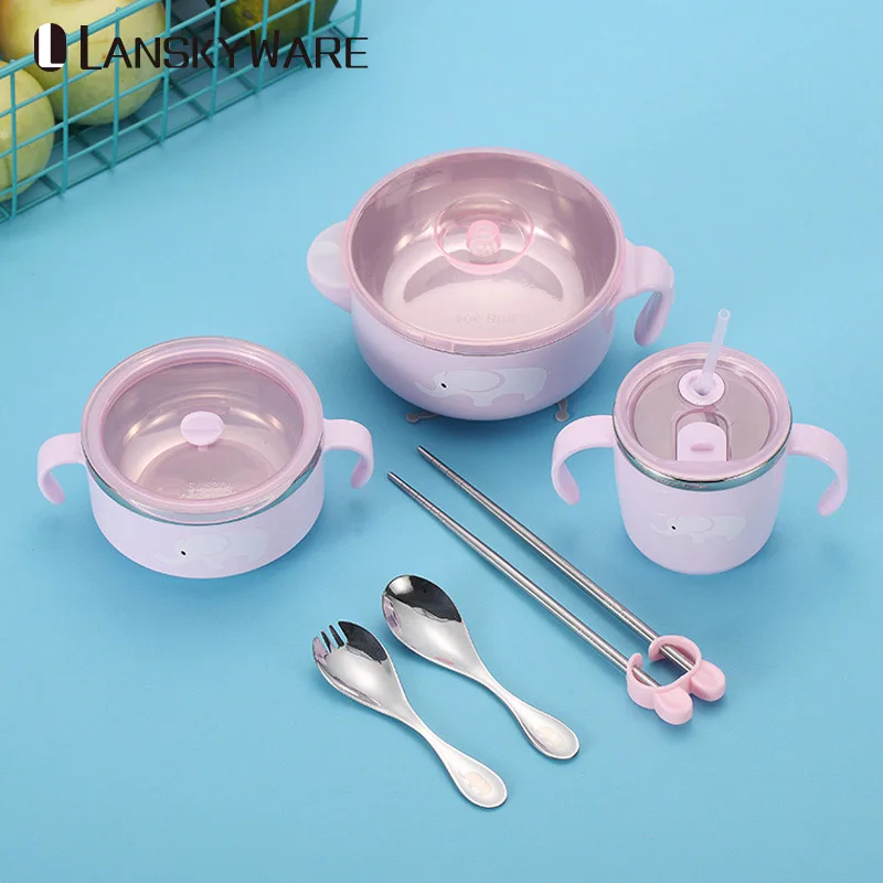 LANSKYWARE Cartoon Kids Dinnerware Set 304 Stainless Steel Tableware With Training Chopsticks Children Kitchen Dinner Set
LANSKYWARE Cartoon Kids Dinnerware Set 304 Stainless Steel Tableware With Training Chopsticks Children Kitchen Dinner Set
