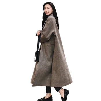 Women 2018 Autumn New Temperament Loose Long Herringbone Wool Blend Coat Female Winter Single Breasted Wool Outwear Tops O731
Women 2018 Autumn New Temperament Loose Long Herringbone Wool Blend Coat Female Winter Single Breasted Wool Outwear Tops O731