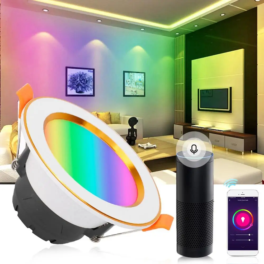 AC 85-265V 7W RGB+W Smart WIFI LED Downlight Light With 7-9CM Voice APP Control Lamp For Home Living Room
AC 85-265V 7W RGB+W Smart WIFI LED Downlight Light With 7-9CM Voice APP Control Lamp For Home Living Room