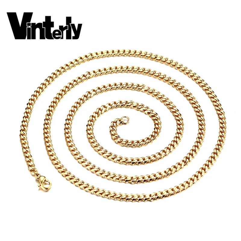 Vinterly 3 Colors Gold-color Black Necklace Punk Stainless Steel Chain Necklaces Pendant for Women Men Jewelry Lobster Clasps
Vinterly 3 Colors Gold-color Black Necklace Punk Stainless Steel Chain Necklaces Pendant for Women Men Jewelry Lobster Clasps