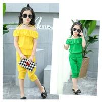 Summer Girls Clothing Set Fashion Childrens Clothing Sleeveless Shorts 2pcs Kids Suits for Girl image