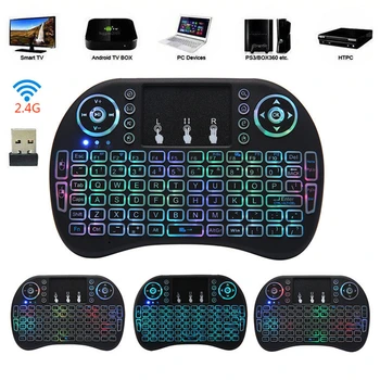 Mini English Russian Backlit Keyboard 2.4G RGB Wireless Keyboard Air Mouse Touchpad For Android Laptop Smart TV Box Xbox360 PS3
Mini English Russian Backlit Keyboard 2.4G RGB Wireless Keyboard Air Mouse Touchpad For Android Laptop Smart TV Box Xbox360 PS3