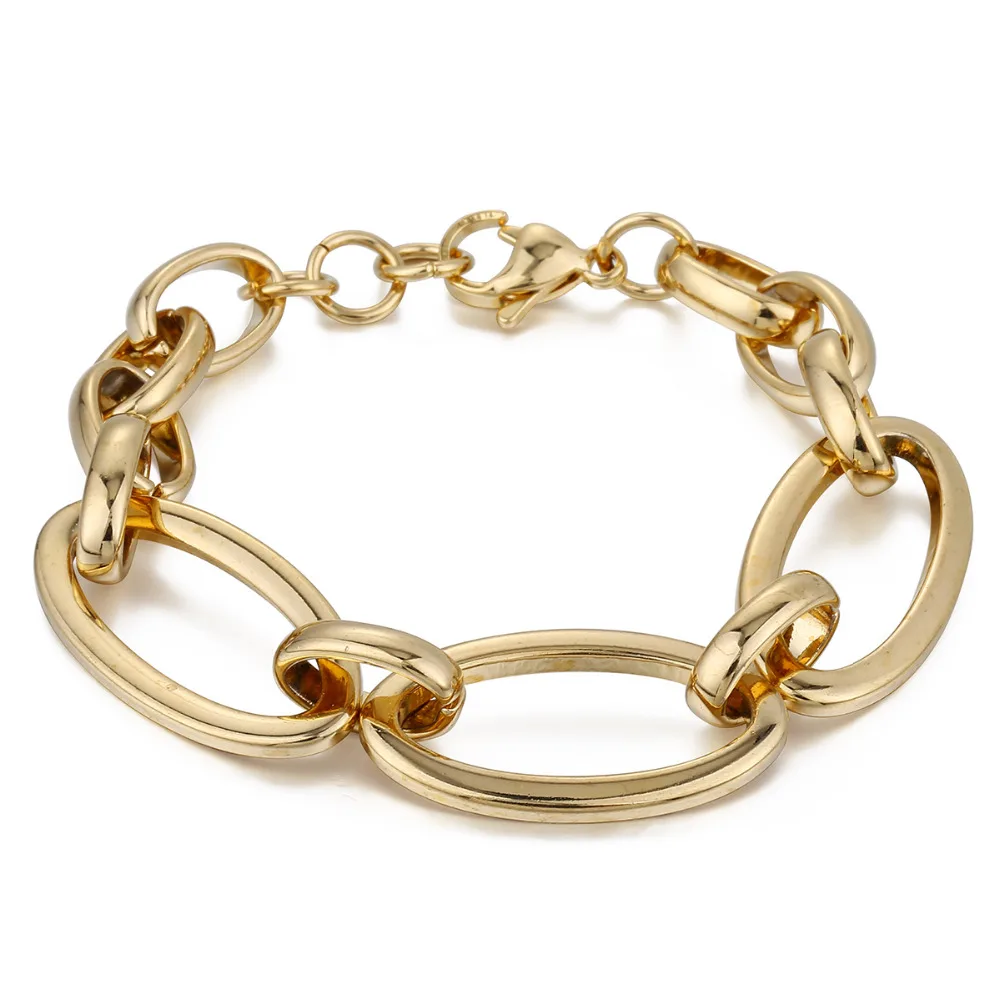 Stainless Steel Chain Bracelet for Men Women Oval Link Gold Silver Rose Gold Womens Bracelet Wholesale Jewelry Gift 15mm DLKB436
Stainless Steel Chain Bracelet for Men Women Oval Link Gold Silver Rose Gold Womens Bracelet Wholesale Jewelry Gift 15mm DLKB436