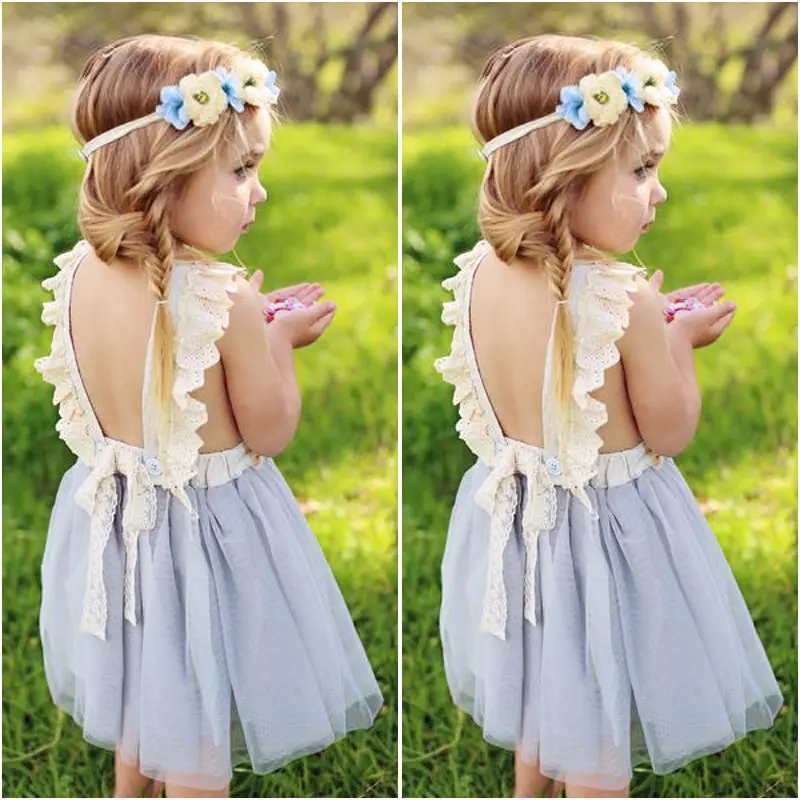 New Lace Girls Princess Dress Kids Party Wedding Pageant Formal Gray Dress Clothes Backless Shortless Mesh Children 2-7T Hot
New Lace Girls Princess Dress Kids Party Wedding Pageant Formal Gray Dress Clothes Backless Shortless Mesh Children 2-7T Hot