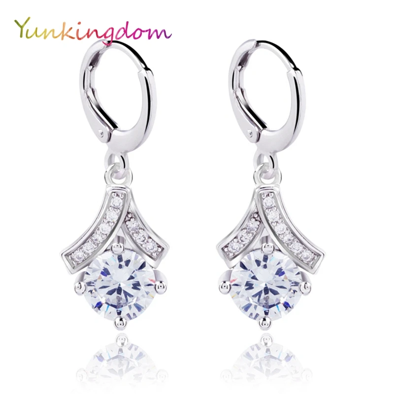 Image Real platinum Filled Upgrade jewelry AAA+ Cubic Zirconia Drop earrings dangler For Woman H0026~H0030 Free shipping