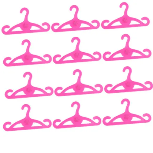 New Arrivals Plastic 1.89Inch 12 Pcs Doll Clothes Hangers Accessories Pink Fit for Barbi Dolls Accessories Collectibles Girl Toy