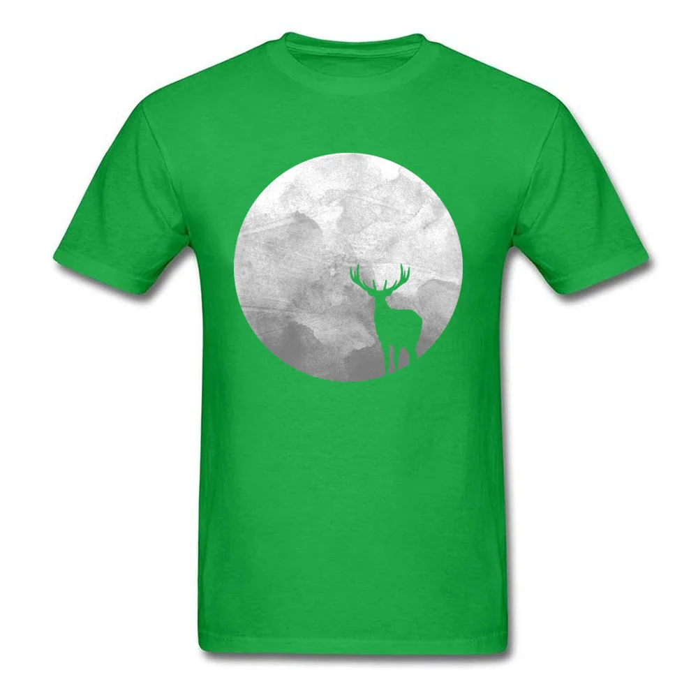 Men Designer Fitness Tight Tops Shirts Crewneck VALENTINE DAY Pure Cotton T Shirts Hip hop Short Sleeve Deer Moon Tops Shirt Deer Moon green