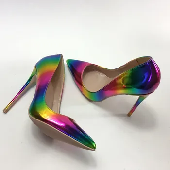 2019 New Arrivals Rainbow Laser Patent Leather Ladies Sexy High Heels Fashion Pointy Toe Women Slip On Party Pumps 10cm Stiletto
2019 New Arrivals Rainbow Laser Patent Leather Ladies Sexy High Heels Fashion Pointy Toe Women Slip On Party Pumps 10cm Stiletto