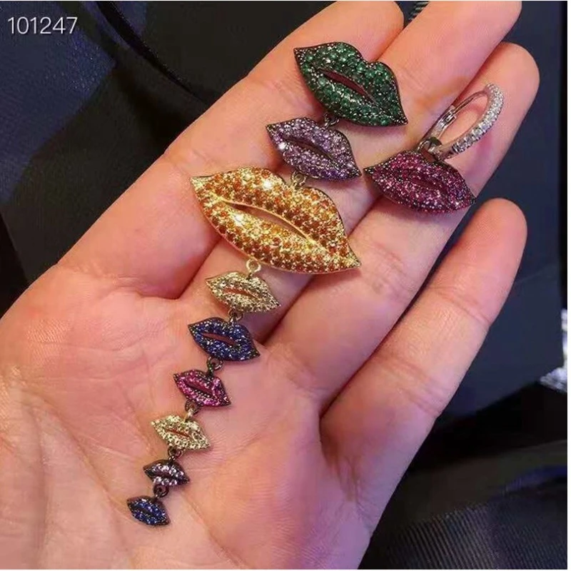 Fashion 925 Sterling Silver CZ Zircon Love Kiss Stud Earring Red Lip Asymmetry Earring YAO CHEN Monaco Women Wedding Jewelry
Fashion 925 Sterling Silver CZ Zircon Love Kiss Stud Earring Red Lip Asymmetry Earring YAO CHEN Monaco Women Wedding Jewelry