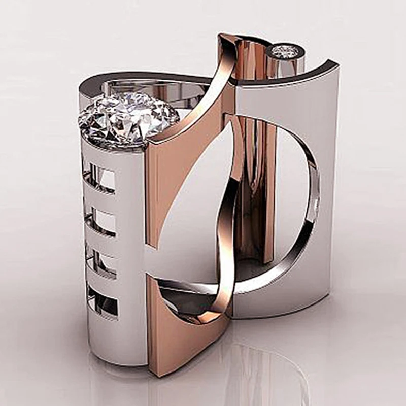 1 PC Cubic Zirconia Geometric Ring Rose Gold Sliver Double Color Geometric Three-dimensional Ring For Women Men Fashion Jewelry
1 PC Cubic Zirconia Geometric Ring Rose Gold Sliver Double Color Geometric Three-dimensional Ring For Women Men Fashion Jewelry