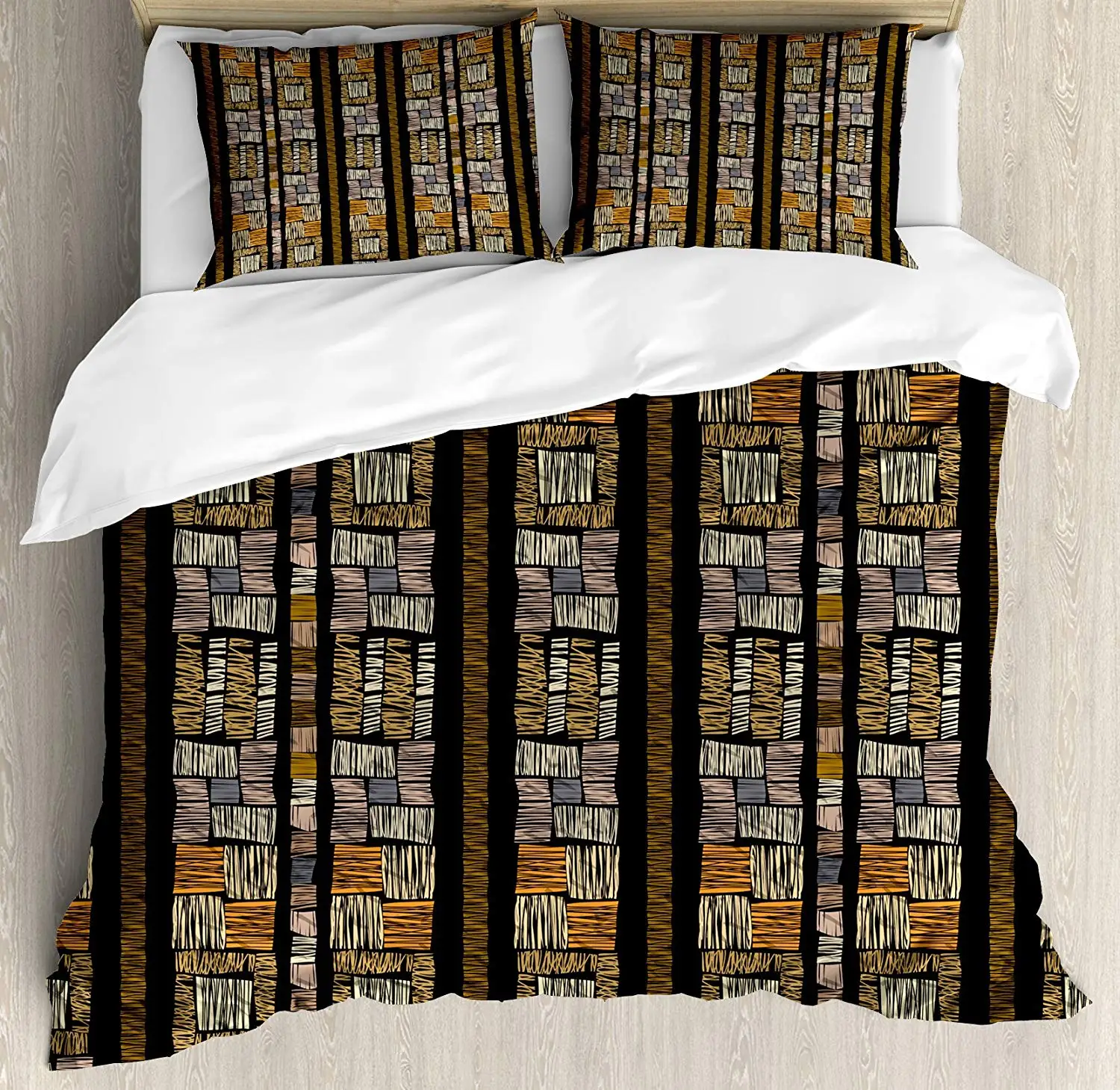 Zambia Duvet Cover Set King Authentic Bohemian African Civilization Striped Grunge Fashion Culture Artsy Pattern Bedding Set
Zambia Duvet Cover Set King Authentic Bohemian African Civilization Striped Grunge Fashion Culture Artsy Pattern Bedding Set