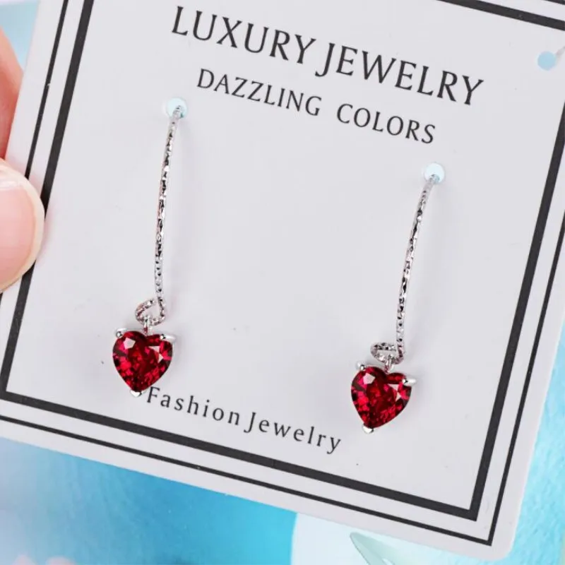 Beautiful Flash Exquisite 925 Sterling Silver Jewelry Personality Red Rose Heart Shaped Love Temperament Dangle Earrings SE457
Beautiful Flash Exquisite 925 Sterling Silver Jewelry Personality Red Rose Heart Shaped Love Temperament Dangle Earrings SE457