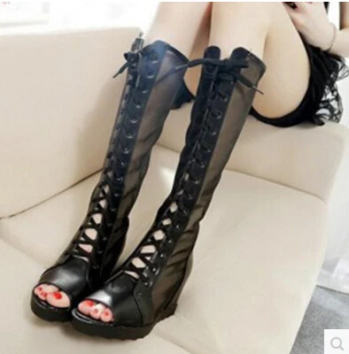 Summer fish mouth with high tube hollow net boots new women 's shoes cool flat with high female boots
Summer fish mouth with high tube hollow net boots new women 's shoes cool flat with high female boots