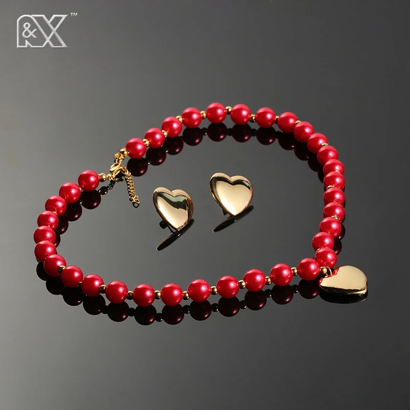R&X Han edition of the new fashion red pearl necklace pendant chain love love Yiwu jewelry selling hot style
R&X Han edition of the new fashion red pearl necklace pendant chain love love Yiwu jewelry selling hot style