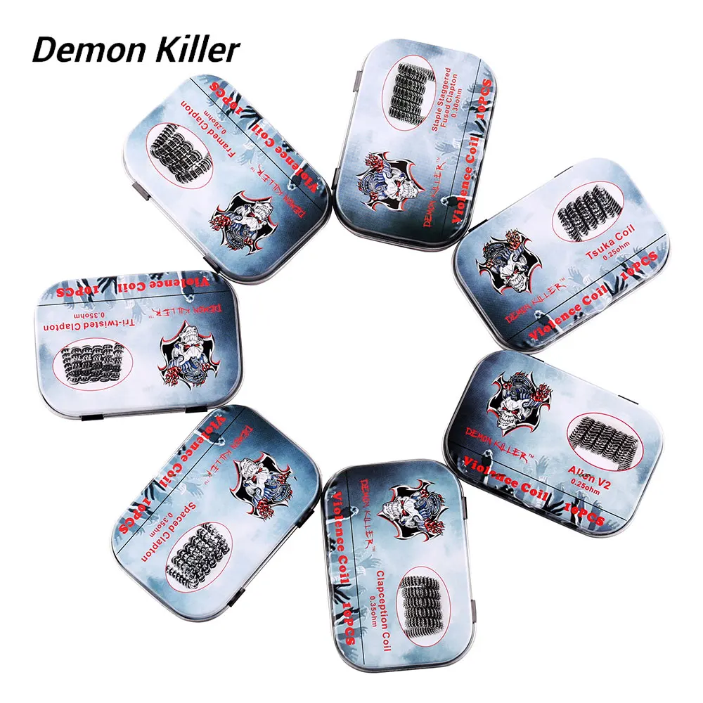 Original 10pcs Demon Killer Kal Prebuilt Voilence Coil W/ Alien Coil & Tsuka Coil & Spaced Clapton Coil E-cig Vape Core Head
Original 10pcs Demon Killer Kal Prebuilt Voilence Coil W/ Alien Coil & Tsuka Coil & Spaced Clapton Coil E-cig Vape Core Head