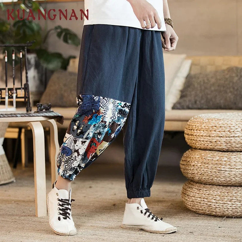 KUANGNAN Chinese Style Patchwork Ankle-Length Pants Men Japanese Streetwear Joggers Men Pants Hip Hop Trousers Men Pants 2019
KUANGNAN Chinese Style Patchwork Ankle-Length Pants Men Japanese Streetwear Joggers Men Pants Hip Hop Trousers Men Pants 2019